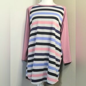 LuLaRoe Striped Long Sleeve Blouse, Rounded Neck, Size XL